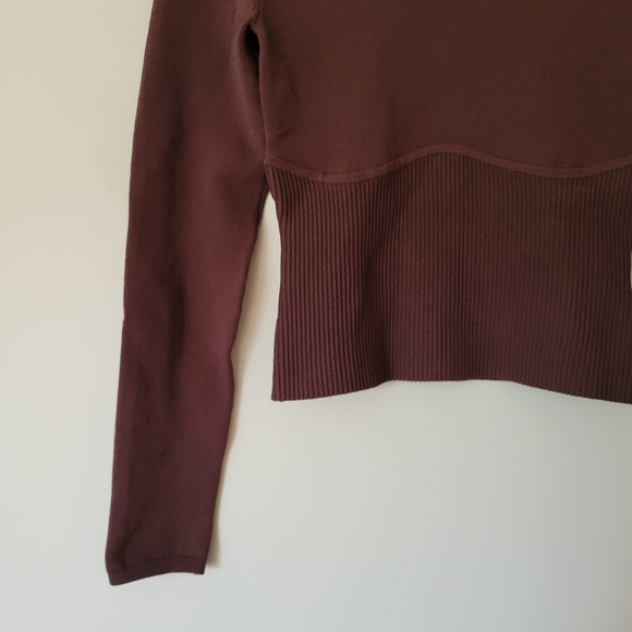 Babaton Sculpt Knit Empire Long Sleeve Corset Top Brown - Picture 6 of 9